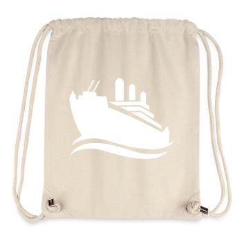 Silhouette de bateau de croisière mer minimaliste - Sac à cordon recyclé Stanley/Stella - blanc naturel - Devant