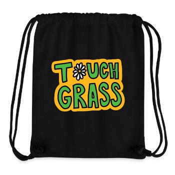 Retro "Touch Grass" Daisy Flower - Stanley/Stella Recycled Gym Bag - black - Front