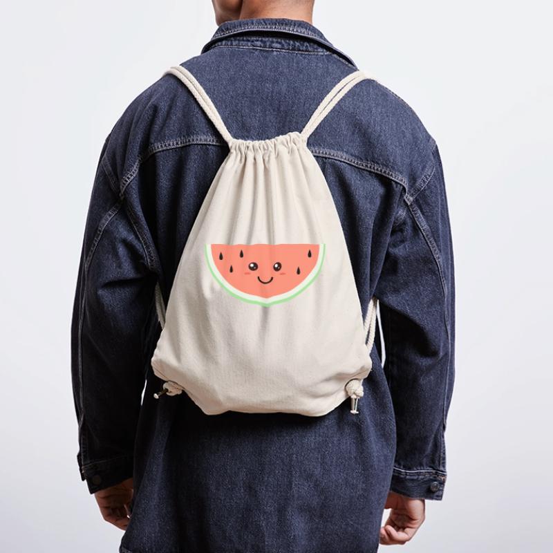 Pastèque heureuse de Kawaii Sac à cordon recyclé Stanley/Stella