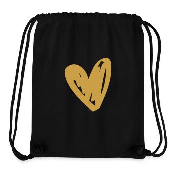 Design du Gribouillis Cœur d’Or - Sac à cordon recyclé Stanley/Stella - noir - Devant