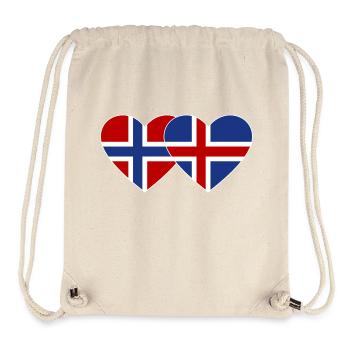Norvège Islande Flag Heart - Sac à cordon recyclé Stanley/Stella - blanc naturel - Devant