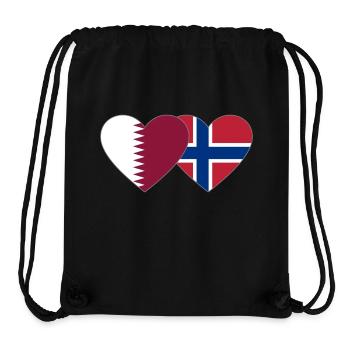 Qatar Norway Flag Heart - Stanley/Stella Recycled Gym Bag - black - Front