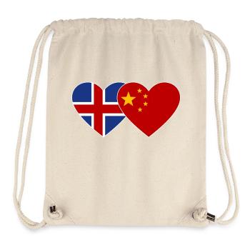 Iceland China Flag Heart - Stanley/Stella Recycled Gym Bag - natural - Front