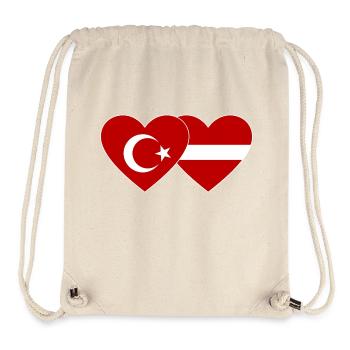 Turkey Latvia Flag Heart - Stanley/Stella Recycled Gym Bag - natural - Front
