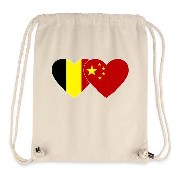 Belgium China Heart Flag - Stanley/Stella Recycled Gym Bag - natural - Front