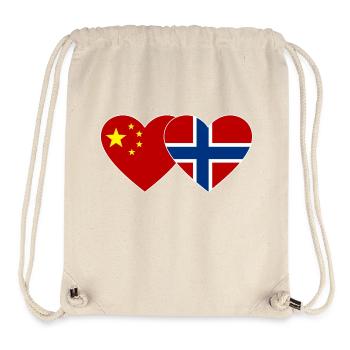 China Norway Heart Flag - Stanley/Stella Recycled Gym Bag - natural - Front