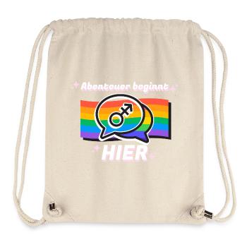 Abenteuer beginnt hier Pride Symbol - Stanley/Stella recycelter Gym Bag - Naturweiß - Vorne