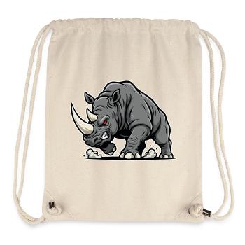 Rhinocéros Puissant Colère Logo Animal Sauvage - Sac à cordon recyclé Stanley/Stella - blanc naturel - Devant