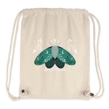 Green Moon Moth with Foliage - Stanley/Stella Recycled Gym Bag - natural - Front