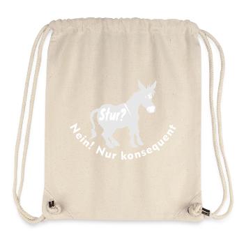 Witziger Esel Humor – Stur? Nein, nur konsequent - Stanley/Stella recycelter Gym Bag - Naturweiß - Vorne