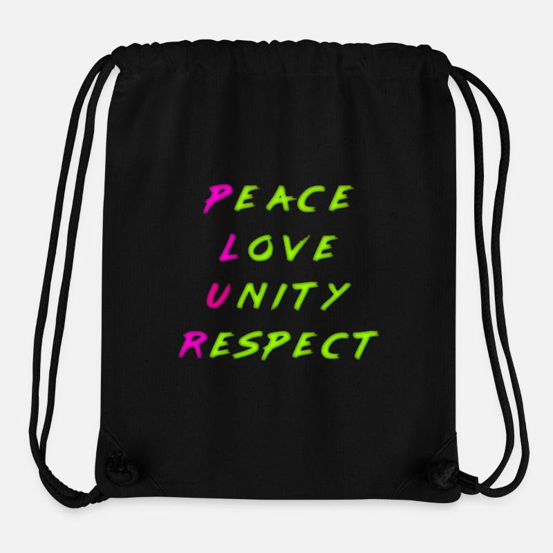Peace Love Unity Plur PLUR marqueur combo - Sac à cordon recyclé Stanley/Stella - noir