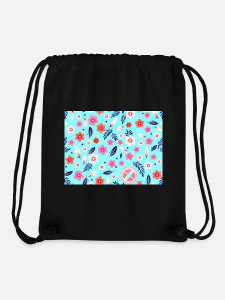 Blumenmuster mit Surfbrettern auf Himmelblau - Stanley/Stella recycelter Gym Bag - Schwarz