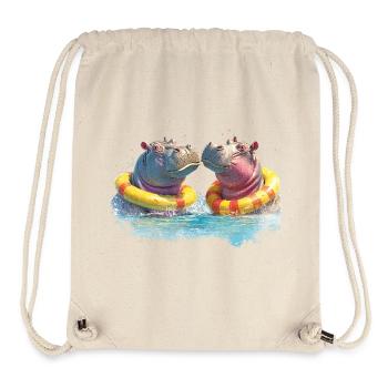 Doppelte Hippo Badespaß - Stanley/Stella recycelter Gym Bag - Naturweiß - Vorne