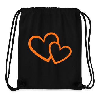 Cœur orange 2 cœurs cœur orange motif - Sac à cordon recyclé Stanley/Stella - noir - Devant