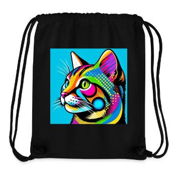 Chat Pop Art - Sac à cordon recyclé Stanley/Stella - noir - Devant