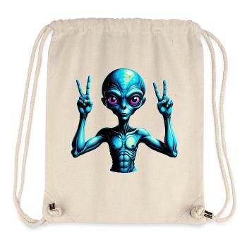 Illustration futuriste du signe de paix extraterrestre - Sac à cordon recyclé Stanley/Stella - blanc naturel - Devant