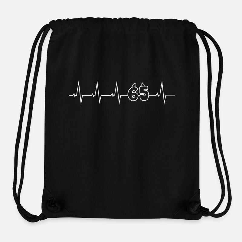 battement de coeur de 65 ans - joyeux anniversaire - Sac à cordon recyclé Stanley/Stella - noir