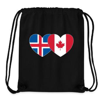 Iceland Canada Flag Heart - Stanley/Stella Recycled Gym Bag - black - Front