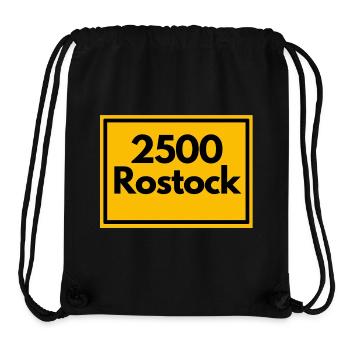 CAP RÉTRO 2500 ROSTOCK, STYLE DDR, CODE POSTAL - Sac à cordon recyclé Stanley/Stella - noir - Devant