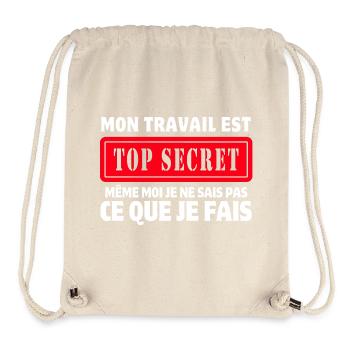 travail, travail humour, top secret - Sac à cordon recyclé Stanley/Stella - blanc naturel - Devant