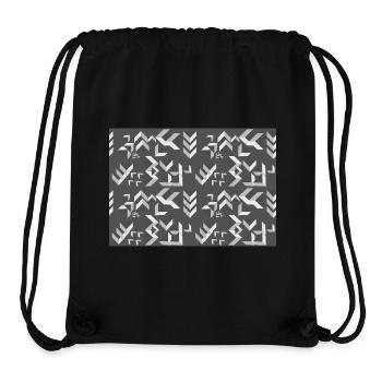 Triangles de motifs déco gris-blanc - Sac à cordon recyclé Stanley/Stella - noir - Devant