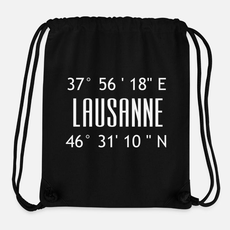 Lausanne Koordinaten Typo Grafik - Stanley/Stella recycelter Gym Bag - Schwarz