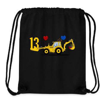 13th birthday excavator tractor - Stanley/Stella Recycled Gym Bag - black - Front