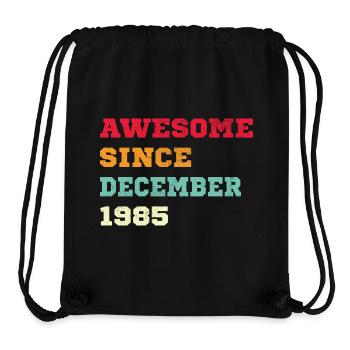 1985 December Vintage Birthday Gift - Stanley/Stella Recycled Gym Bag - black - Front
