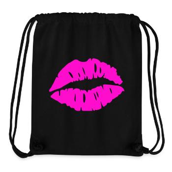 Kissing Mouth Neon Pink Graphic - Stanley/Stella Recycled Gym Bag - black - Front