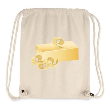 cremefarbene zart schimmernde Butter mit Röllchen - Stanley/Stella recycelter Gym Bag - Naturweiß - Vorne