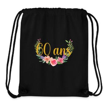 fleurs anniversaire 60ans - Sac à cordon recyclé Stanley/Stella - noir - Devant