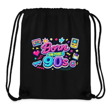 Né dans les années 90, style néon rétro - Sac à cordon recyclé Stanley/Stella - noir - Devant