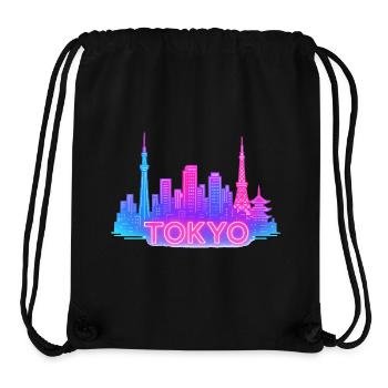 Néons de Tokyo Skyline - Sac à cordon recyclé Stanley/Stella - noir - Devant