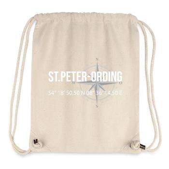 Koordinaten St Peter Ording - Stanley/Stella recycelter Gym Bag - Naturweiß - Vorne