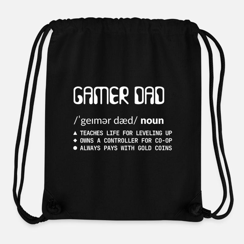 Gamer Dad - Consoles Papa Blanc - Sac à cordon recyclé Stanley/Stella - noir