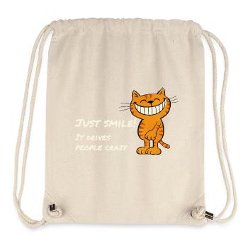 Just Smile – Cheeky grinning cat saying - Stanley/Stella Recycled Gym Bag - natural - Front