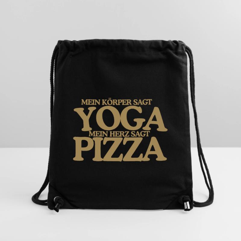 Yoga oder Pizza Lustiger Retro Spruch Design Stanley/Stella recycelter Gym Bag