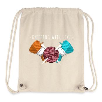 Tricoter avec amour – Art de la laine et des aiguilles - Sac à cordon recyclé Stanley/Stella - blanc naturel - Devant