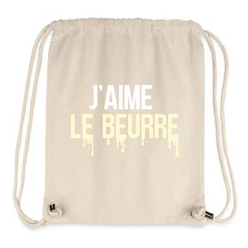 J'aime le beurre, cuisine française - Sac à cordon recyclé Stanley/Stella - blanc naturel - Devant