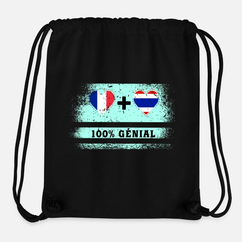 France et Thaïlande 100% génial - Sac à cordon recyclé Stanley/Stella - noir