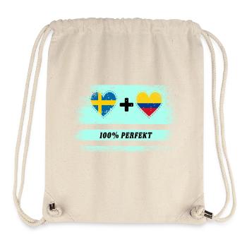 Colombie et Suède 100% parfait / cadeau - Sac à cordon recyclé Stanley/Stella - blanc naturel - Devant