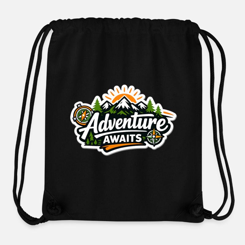 Adventure Awaits – Mountain Forest Compass - Stanley/Stella Recycled Gym Bag - black