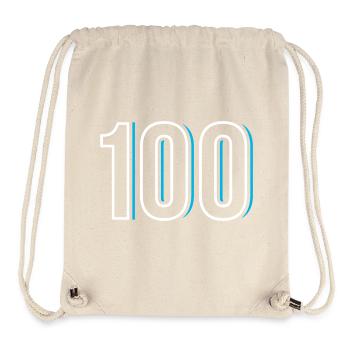 Nummer 100 - Einhundert - Hundert - Stanley/Stella recycelter Gym Bag - Naturweiß - Vorne