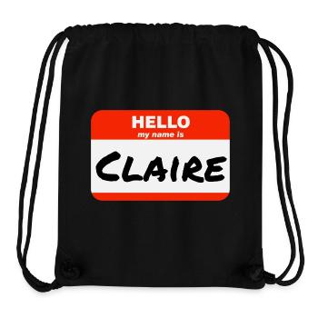 Bonjour, je m’appelle Claire Étiquette Nom Étiquette - Sac à cordon recyclé Stanley/Stella - noir - Devant
