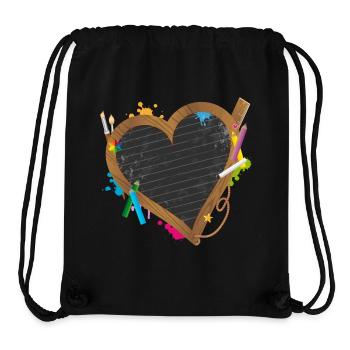 Tafel in Herzform mit Schulzubehör für Schulanfang - Stanley/Stella recycelter Gym Bag - Schwarz - Vorne