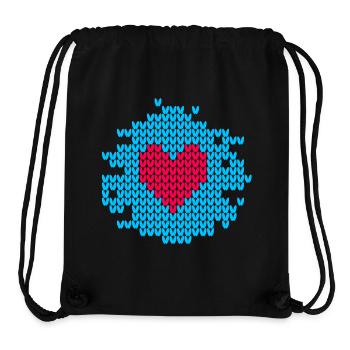 Coeur tricot motif noël moche Noël Noël - Sac à cordon recyclé Stanley/Stella - noir - Devant