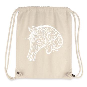 Art Tête de Cheval en Calligraphie Arabe - Sac à cordon recyclé Stanley/Stella - blanc naturel - Devant