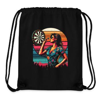 Dart jouant dames - cadeau Cool - Sac à cordon recyclé Stanley/Stella - noir - Devant