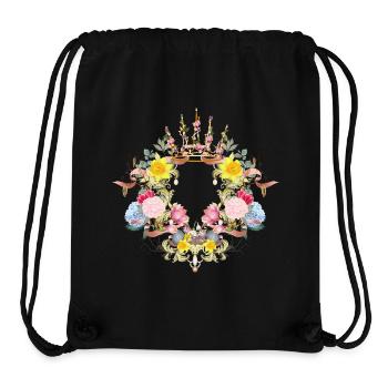Couronne de fleurs baroque avec de délicats accents printaniers - Sac à cordon recyclé Stanley/Stella - noir - Devant