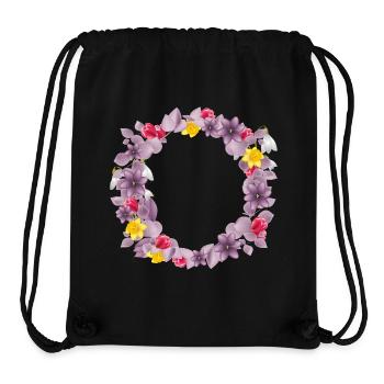 Altrosa Eukalyptuskranz mit zarten Frühlingsblüten - Stanley/Stella recycelter Gym Bag - Schwarz - Vorne